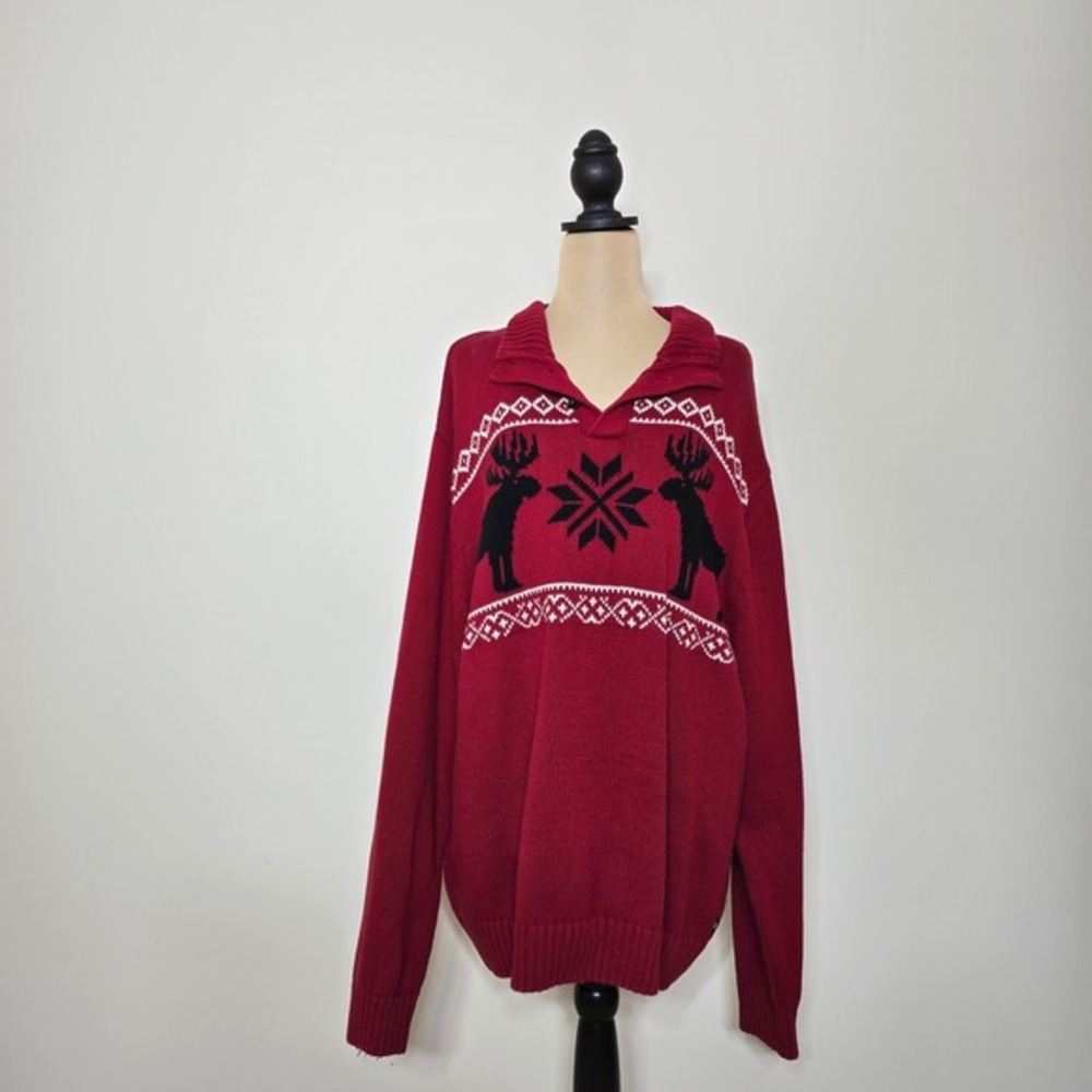 Chaps Moose and Snowflake Ugly Sweater‎ Size XL